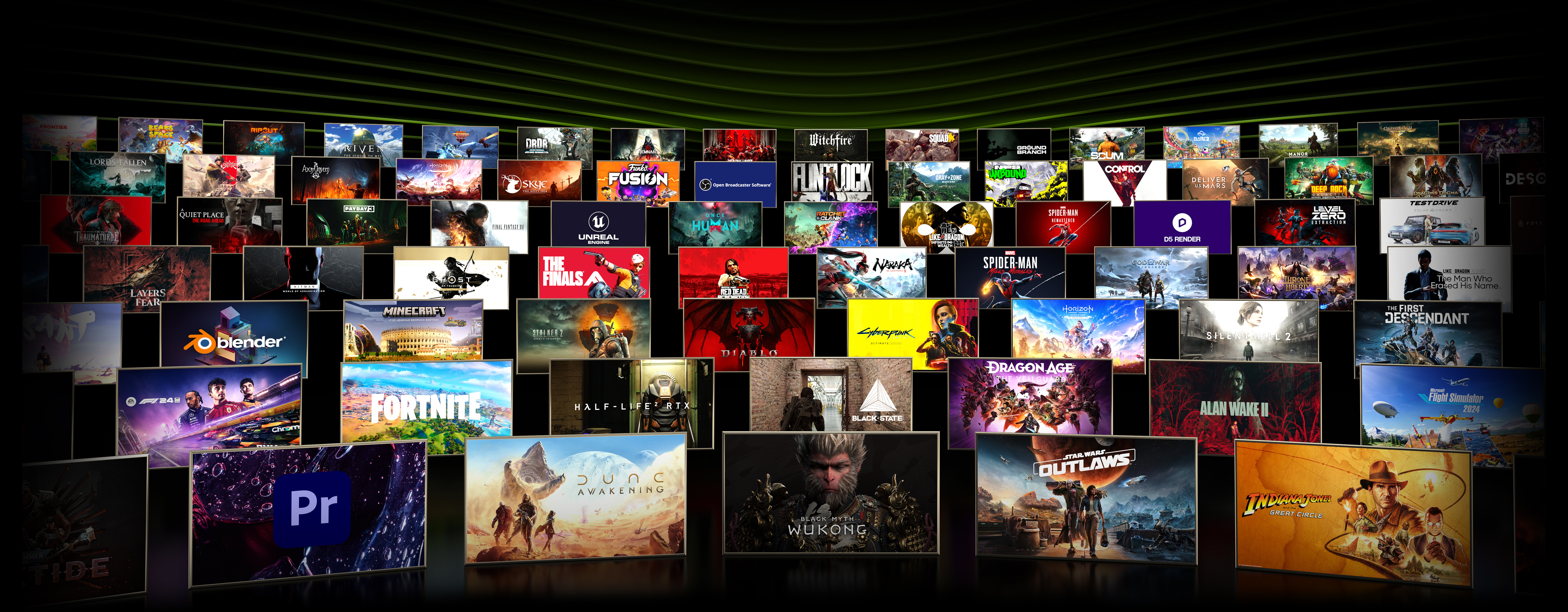 Images of games and applications that use RTX to deliver realistic graphics and incredibly fast performance